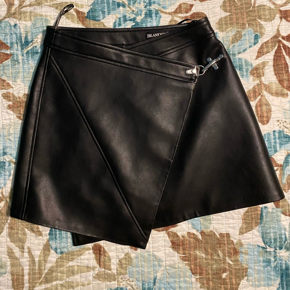 Blank NYC Black faux leather miniskirt